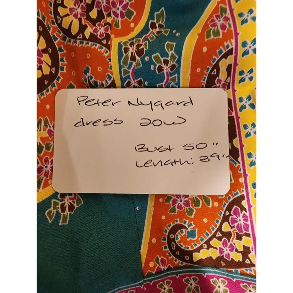 Peter Nygard Lined Sheath Sleeveless Dress Knee Length Bold Print Orange Yellow